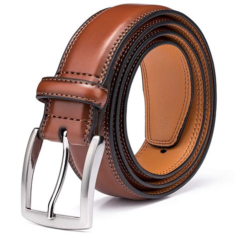 men's brown belt with design.